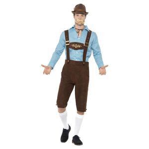 Smiffys Mens Beer Fest Costume / Blue/Brown